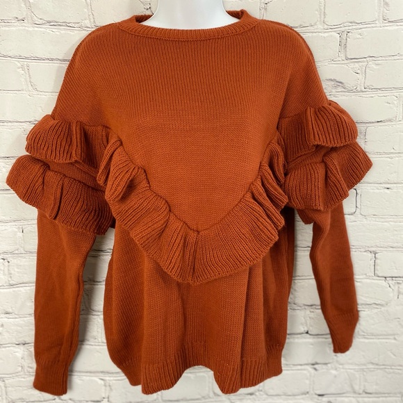 🆕 Cinnamon Oversized Ruffle Sweater - Picture 3 of 4